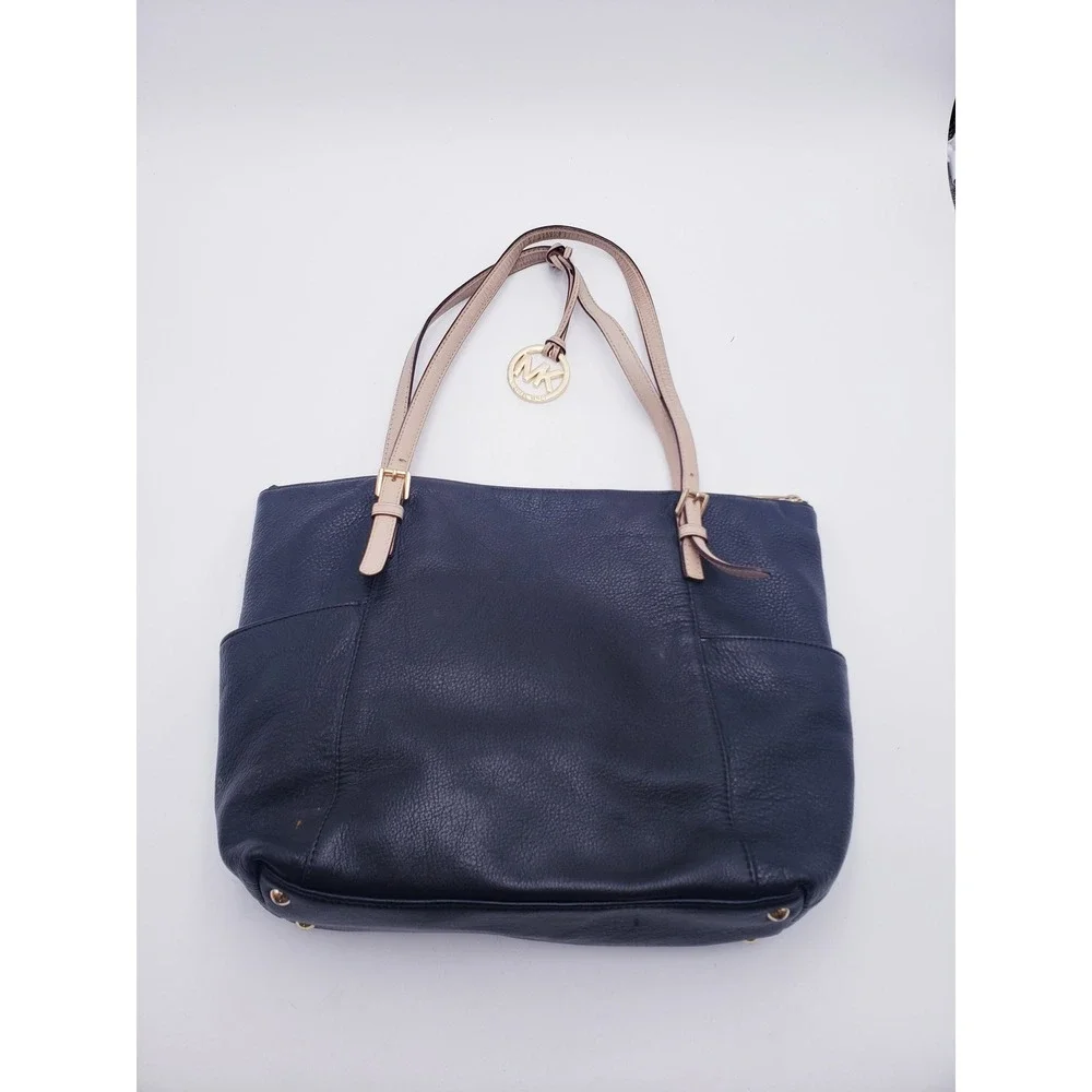 Michael Kors Tote Bag Black Leather Gold Hardware Satchel Purse Large